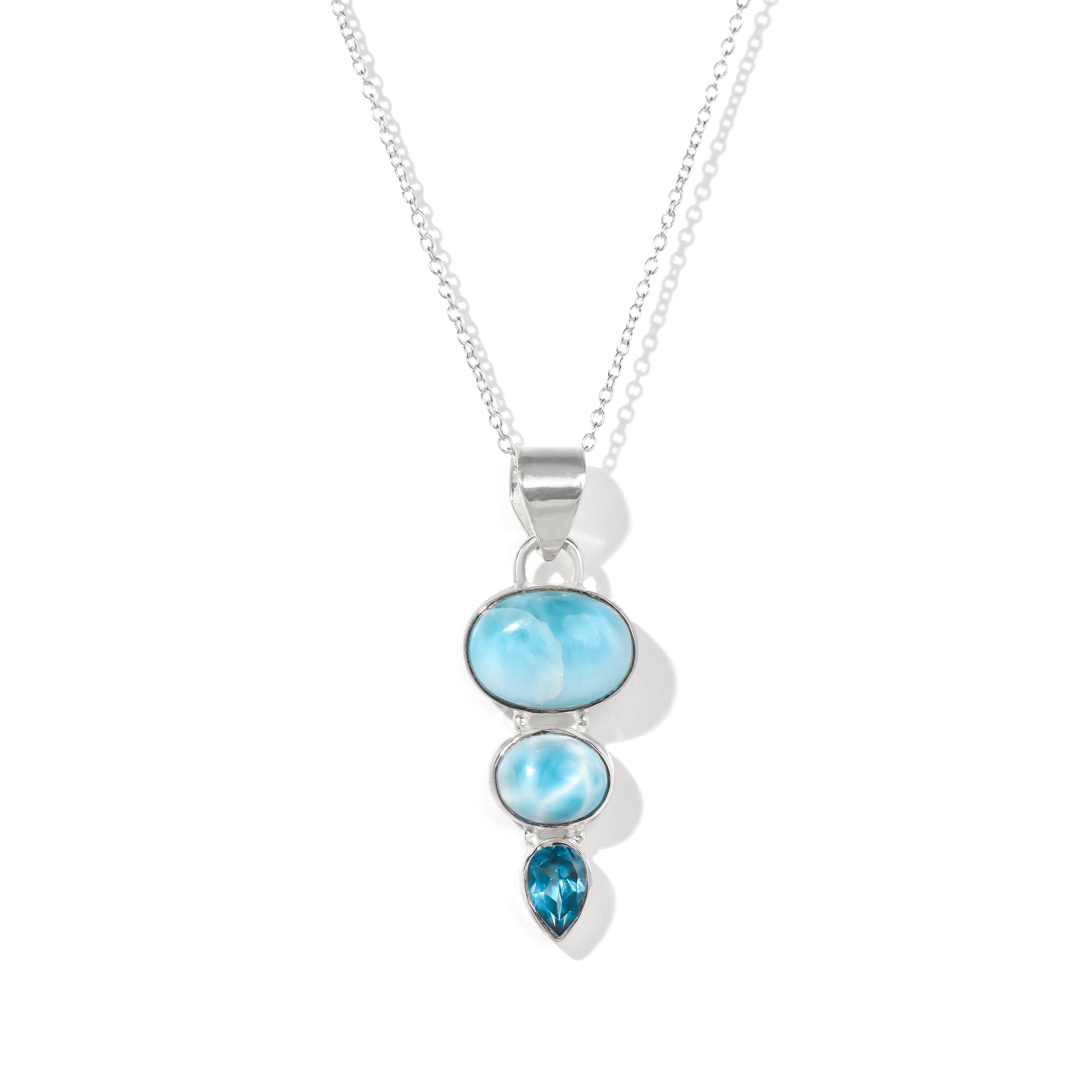 Hotsell Unique 925 Sterling Silver Larimar Blue Topaz Necklace