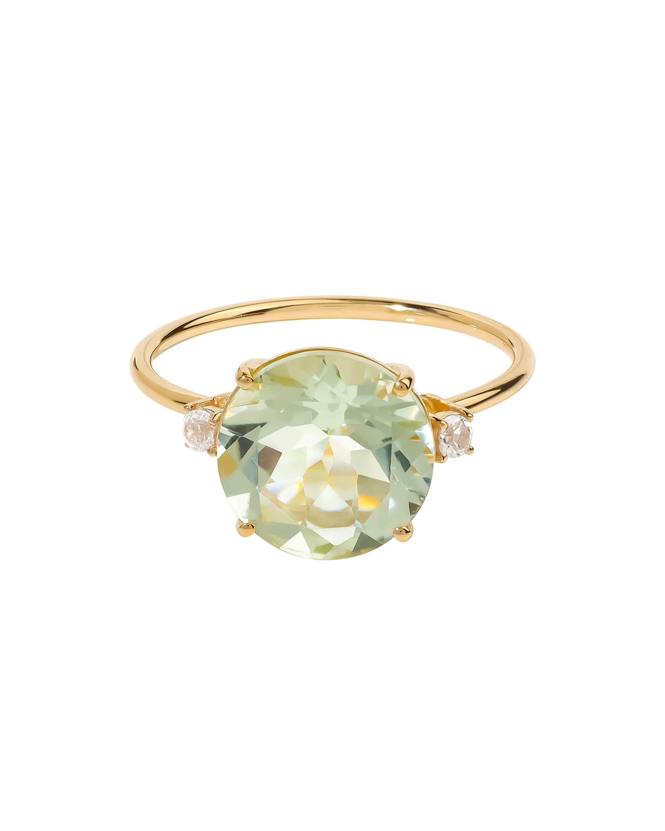 Ct Green Amethyst Solid 14k Yellow Gold Ring Jewelry