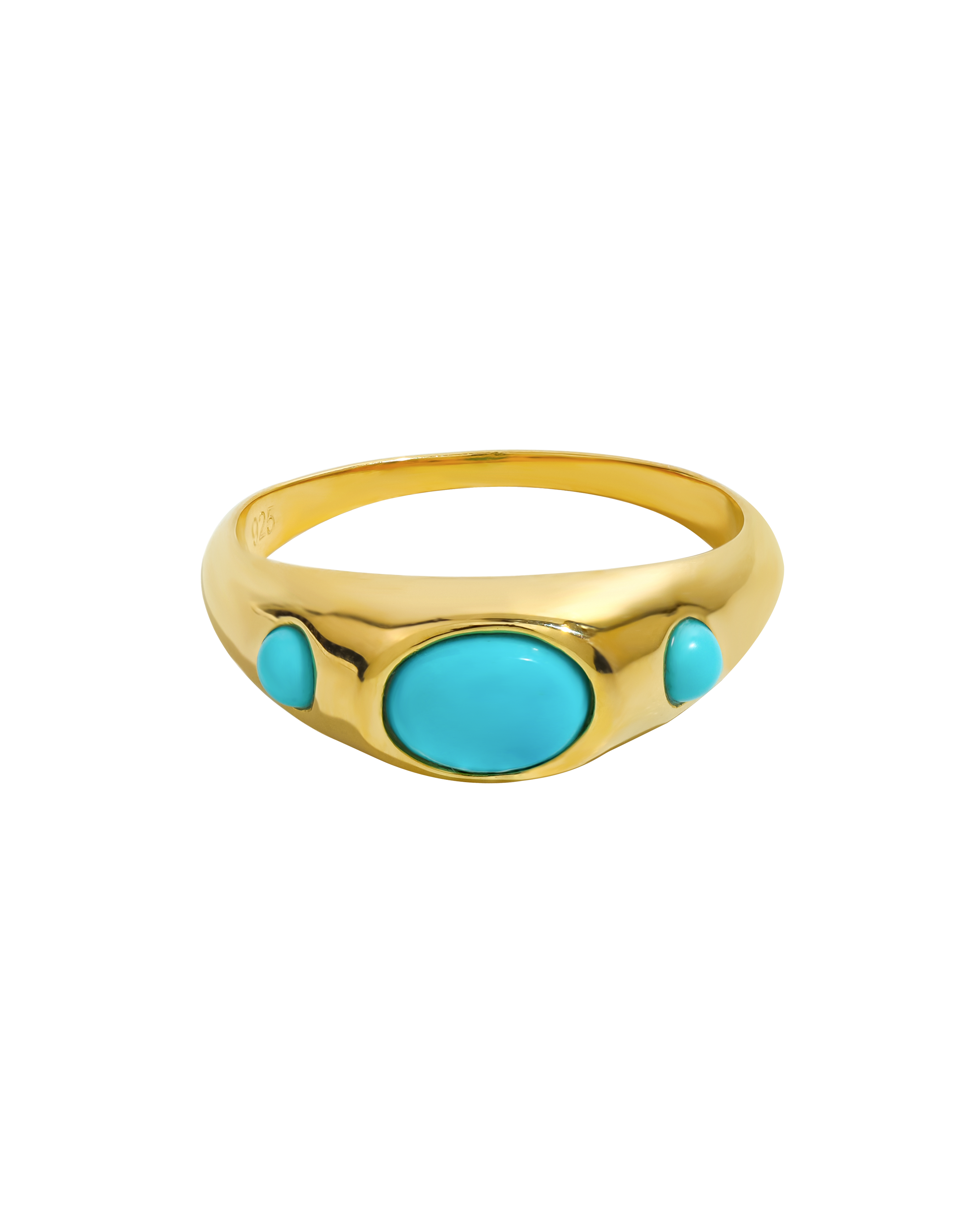 Blue Topaz and Reconstituted Turquoise Ring Gold-plated Sterling Silver