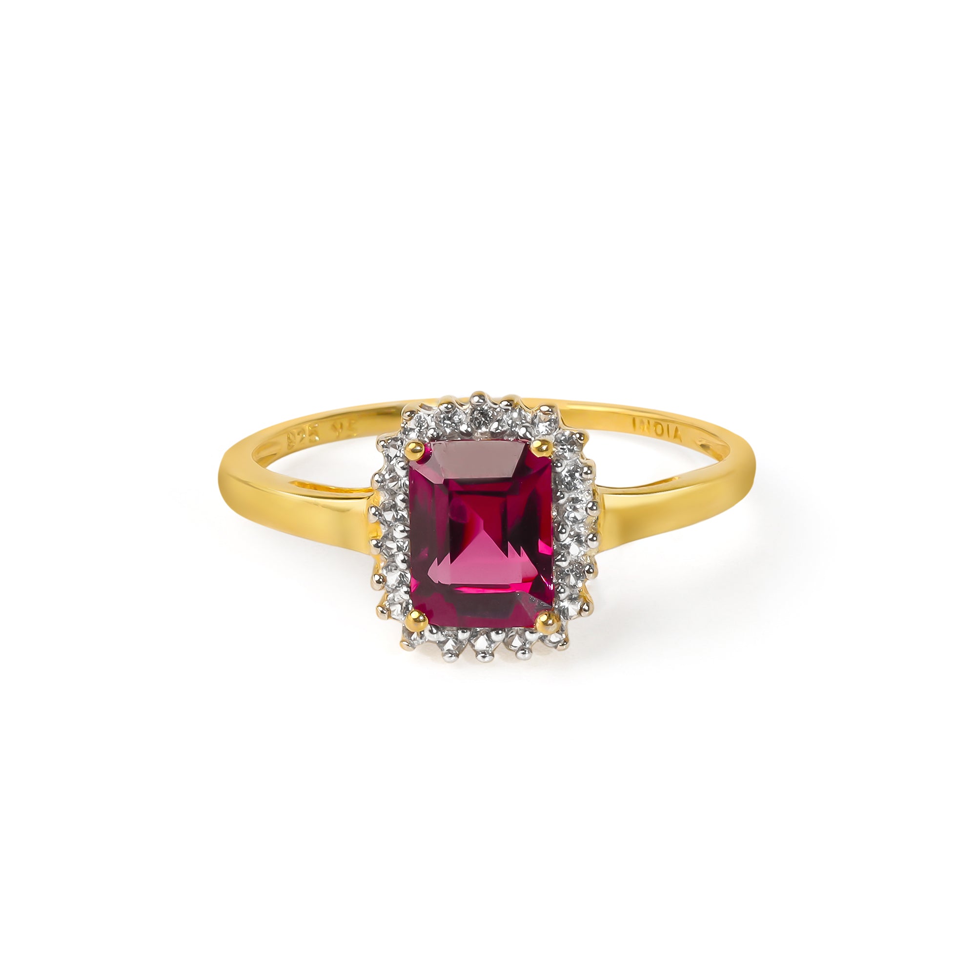 YoTreasure 0.75 Ct. Rhodolite Garnet & White Topaz 10K Yellow Gold Ring - January Birthstone Jewelry - View #6
