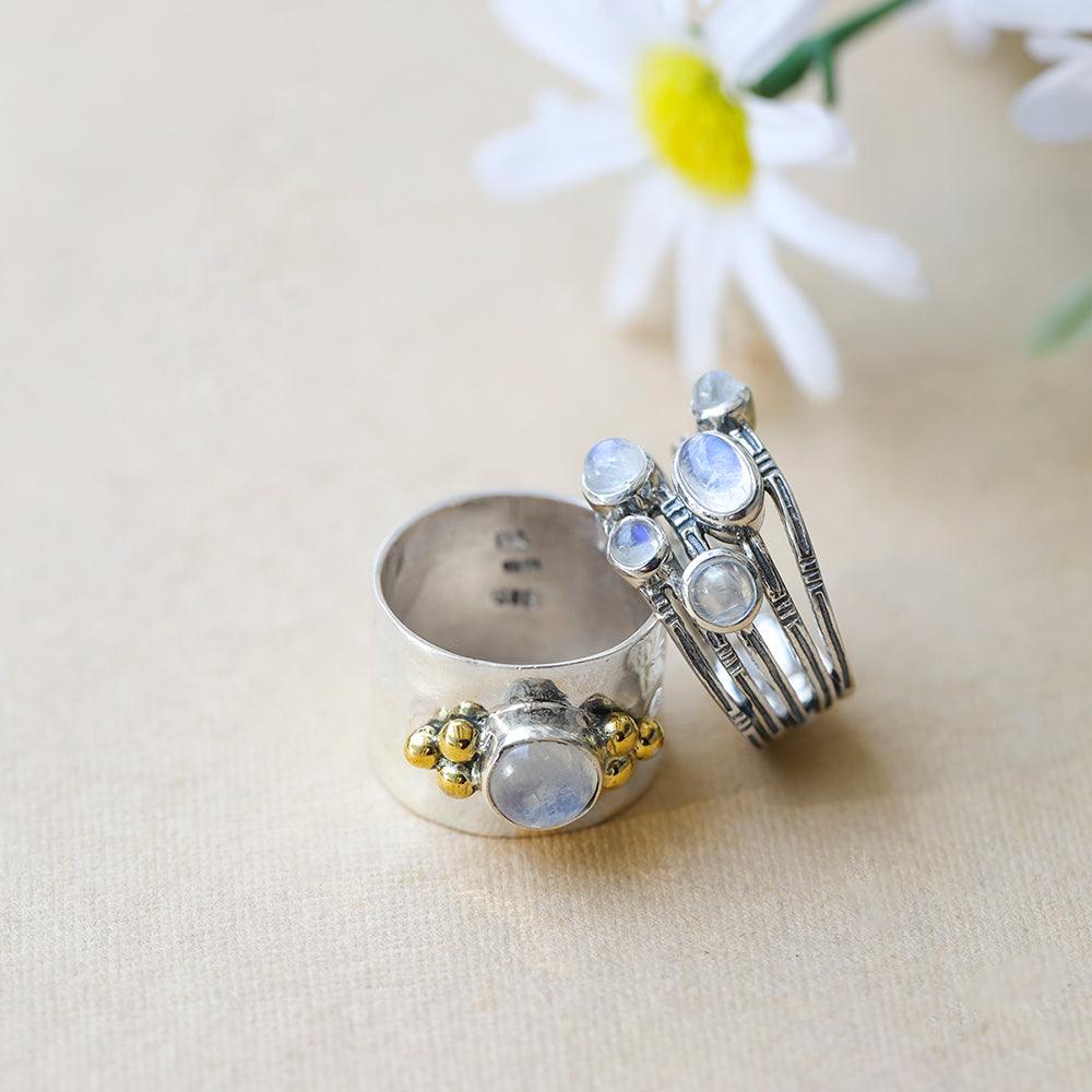 YoTreasure Moonstone Solid 925 Sterling Silver Antique Ring - YoTreasure