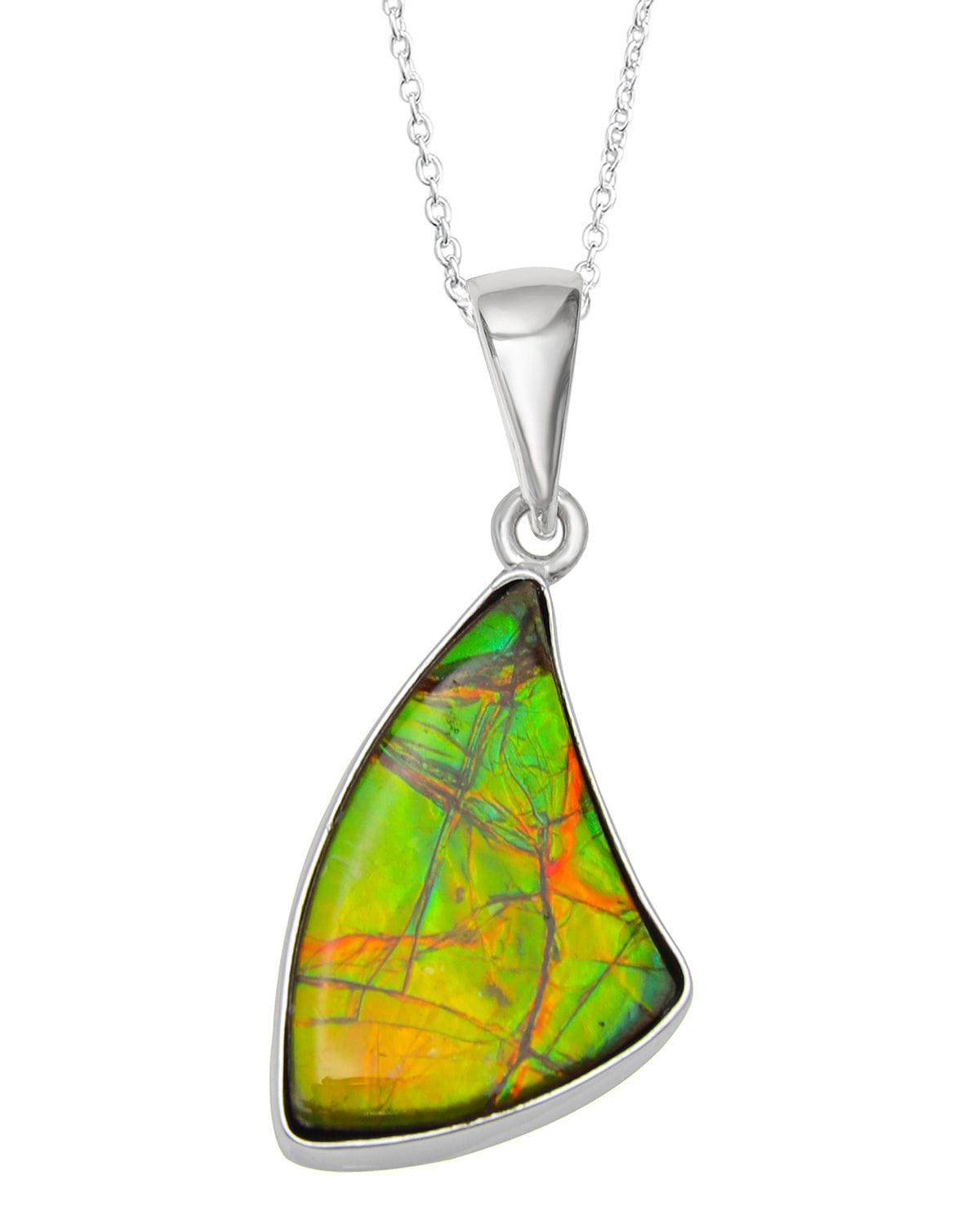 9.15 Ct. Ammolite .925 Sterling Silver Necklace Pendant Jewelry - YoTreasure