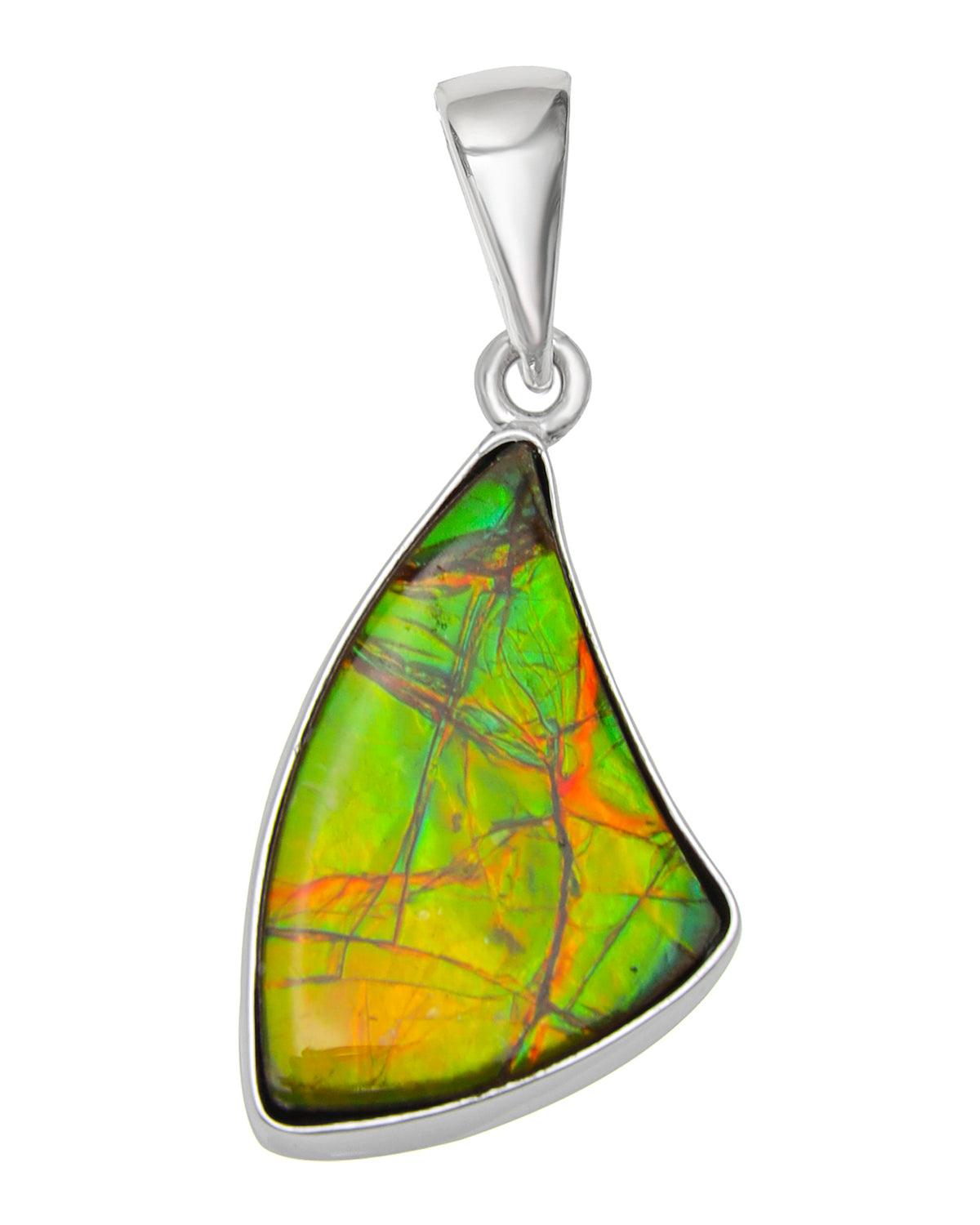 9.15 Ct. Ammolite .925 Sterling Silver Necklace Pendant Jewelry - YoTreasure