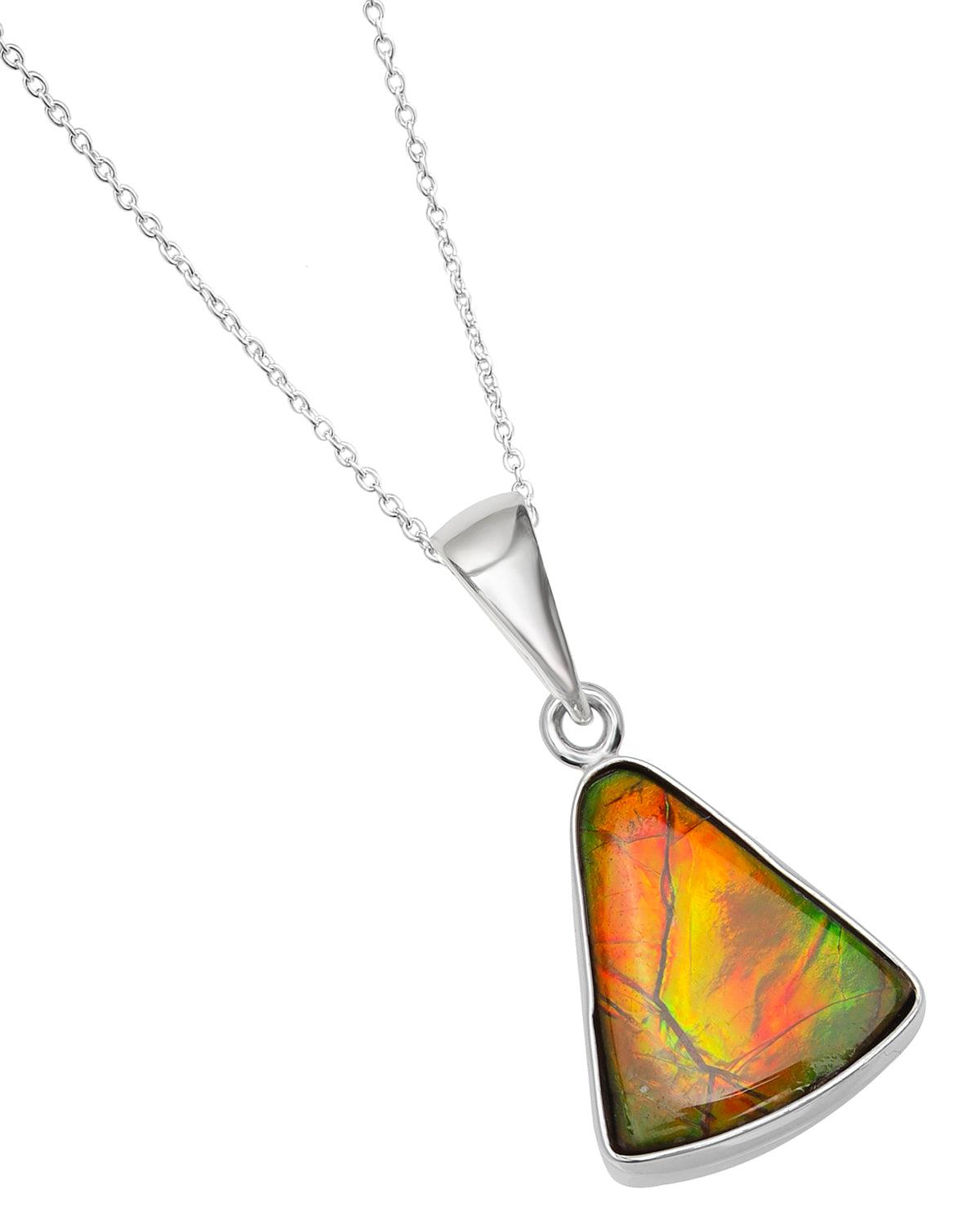 5 Ct. Ammolite .925 Sterling Silver Necklace Pendant Jewelry - YoTreasure