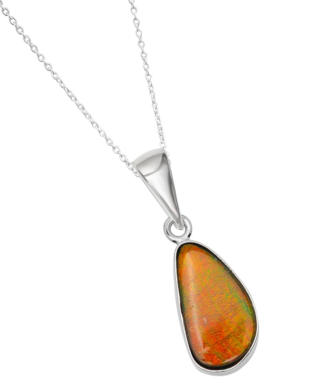 6 Ct. Ammolite .925 Sterling Silver Necklace Pendant Jewelry - YoTreasure