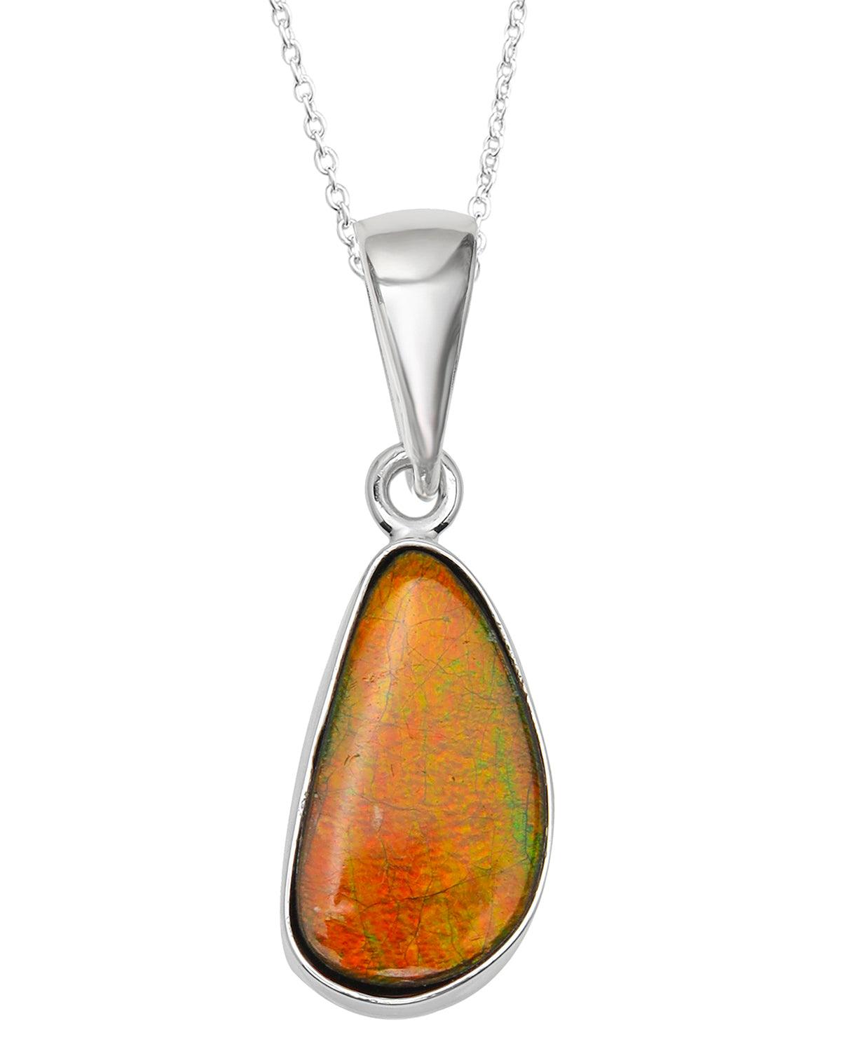 6 Ct. Ammolite .925 Sterling Silver Necklace Pendant Jewelry - YoTreasure