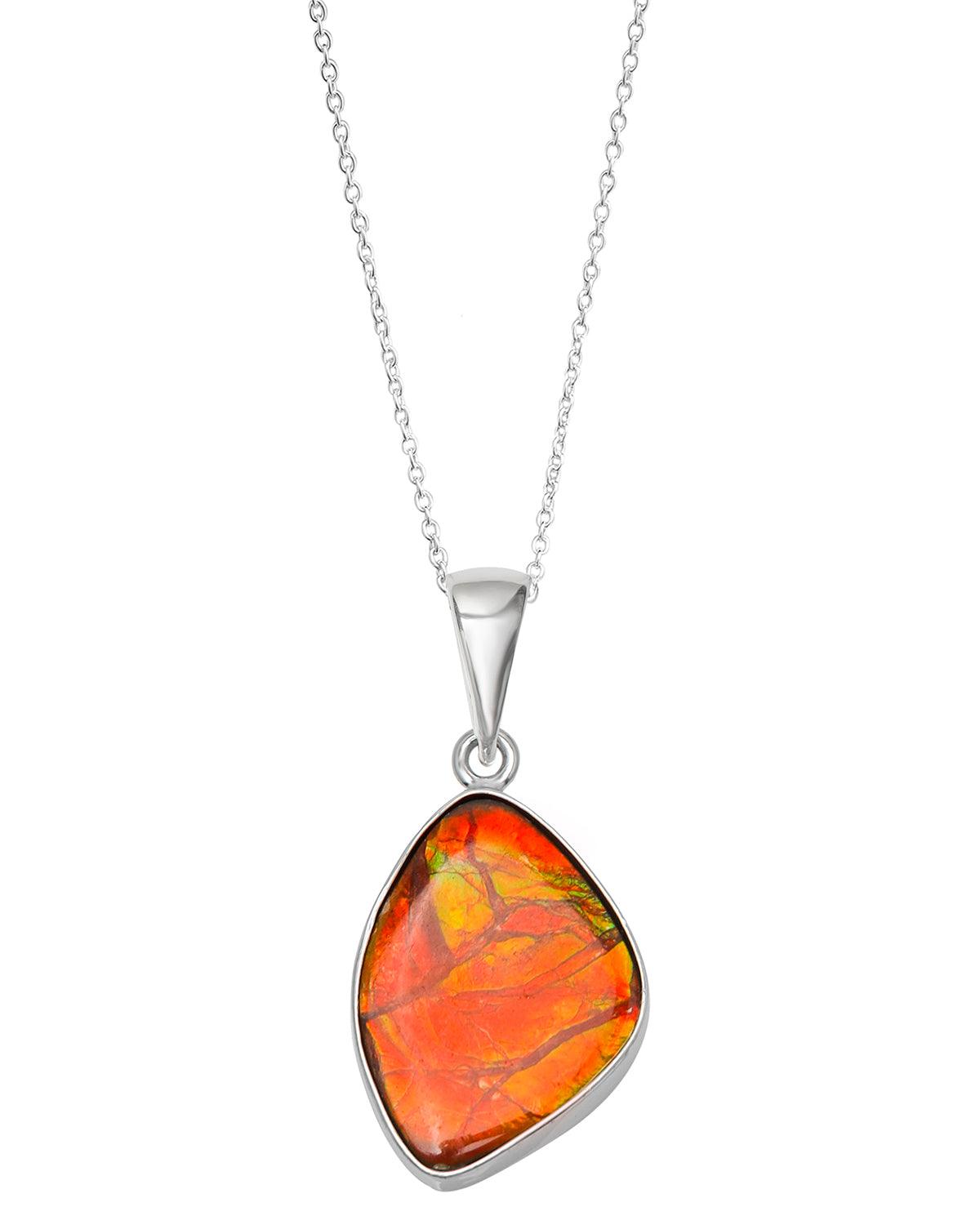 7 Ct. Ammolite Solid 925 Sterling Silver Necklace Pendant Jewelry - YoTreasure