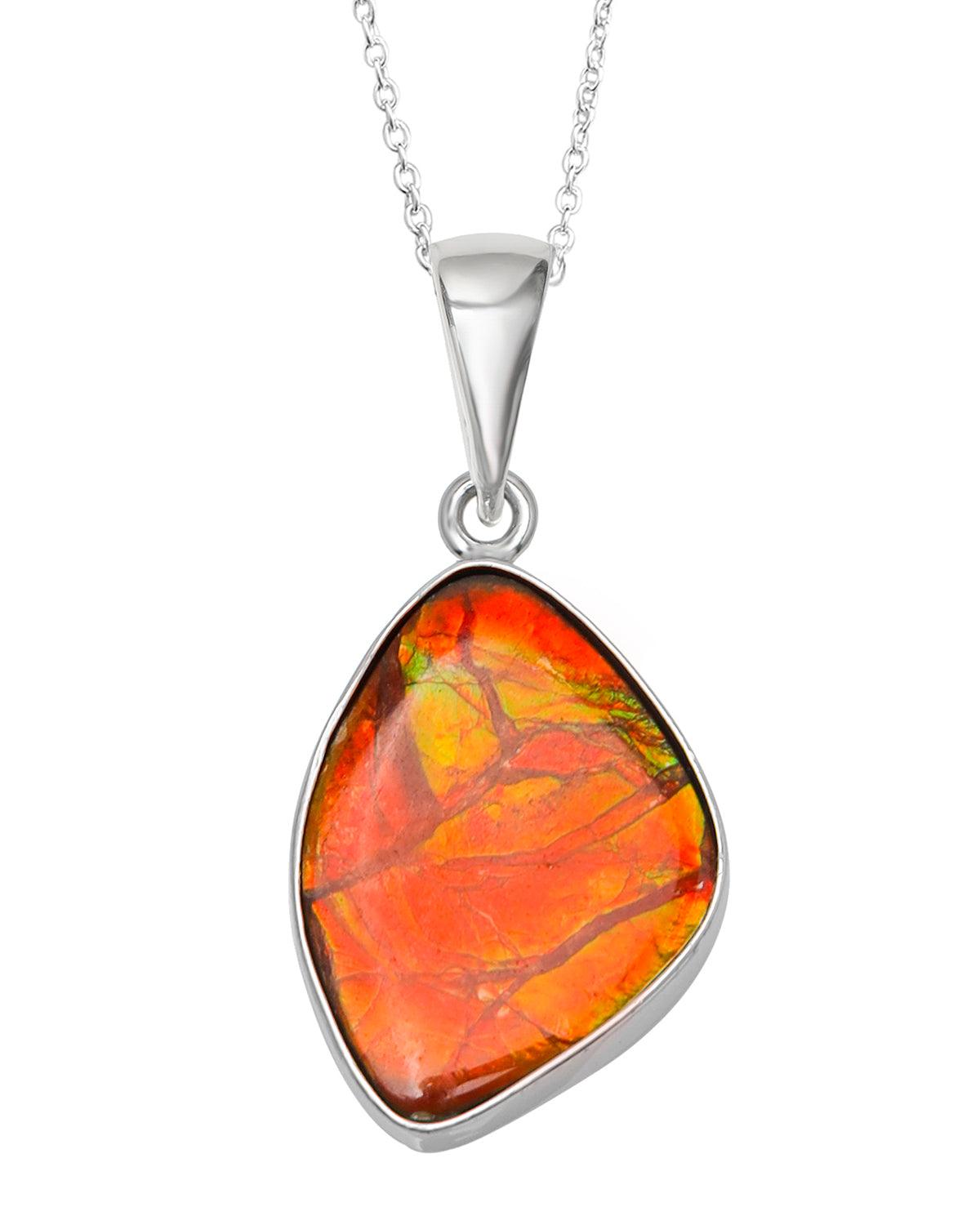 7 Ct. Ammolite Solid 925 Sterling Silver Necklace Pendant Jewelry - YoTreasure