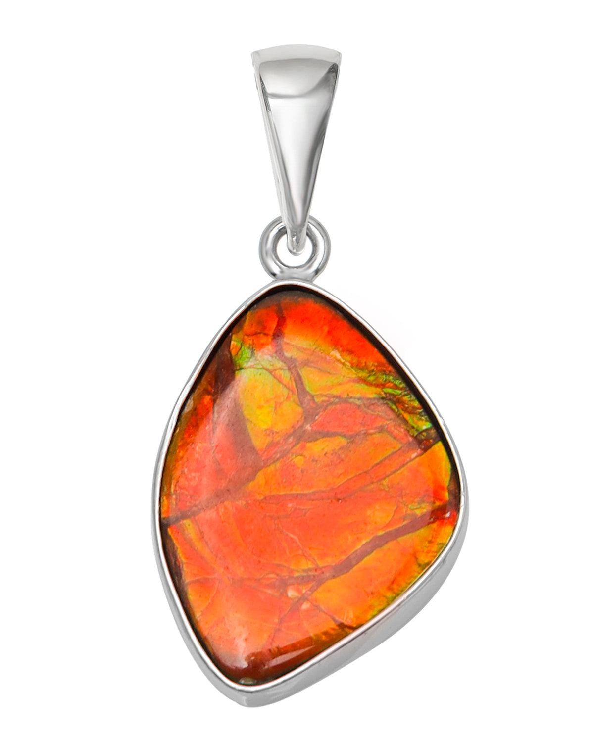 7 Ct. Ammolite Solid 925 Sterling Silver Necklace Pendant Jewelry - YoTreasure
