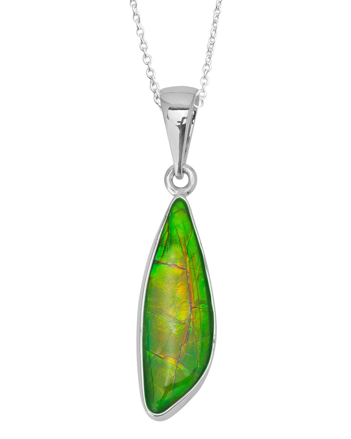 13.50 Ct. Ammolite 925 Sterling Silver Necklace Pendant Jewelry - YoTreasure