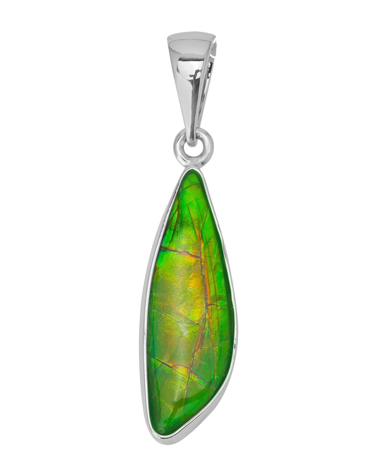 13.50 Ct. Ammolite 925 Sterling Silver Necklace Pendant Jewelry - YoTreasure