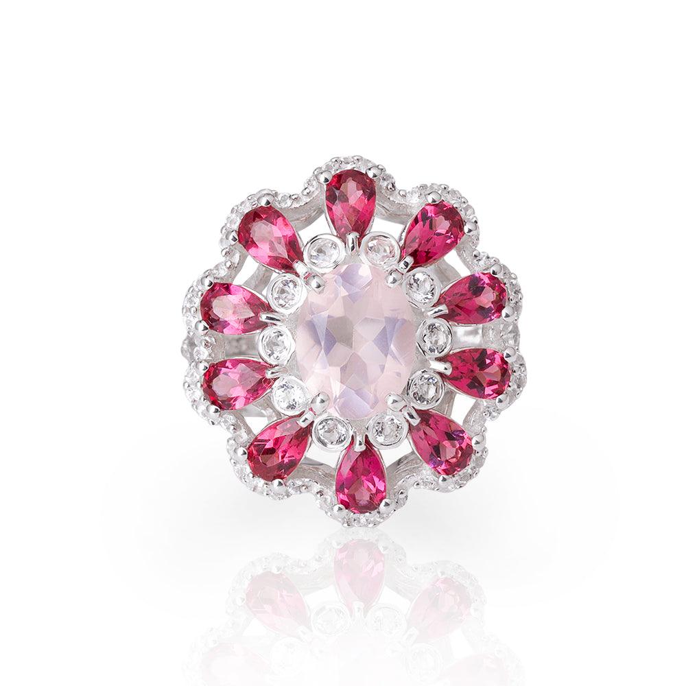 Natural Pink Rhodolite Garnet .925 Sterling deals Silver Ring