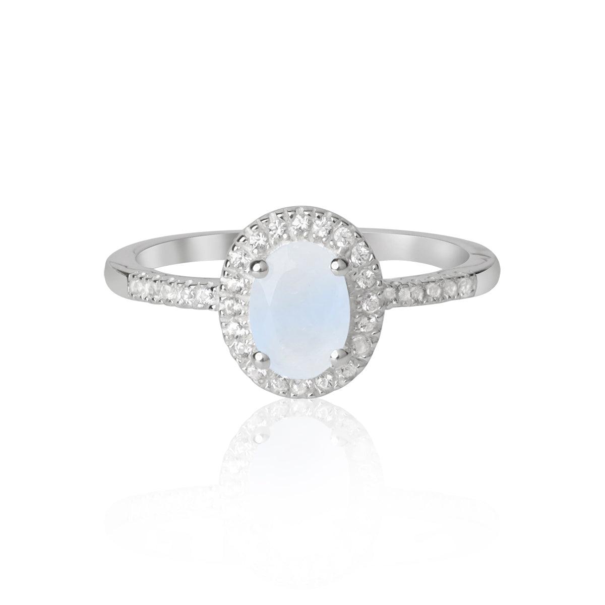 Moonstone Sapphire 10kt White Gold Engagement Ring Jewelry