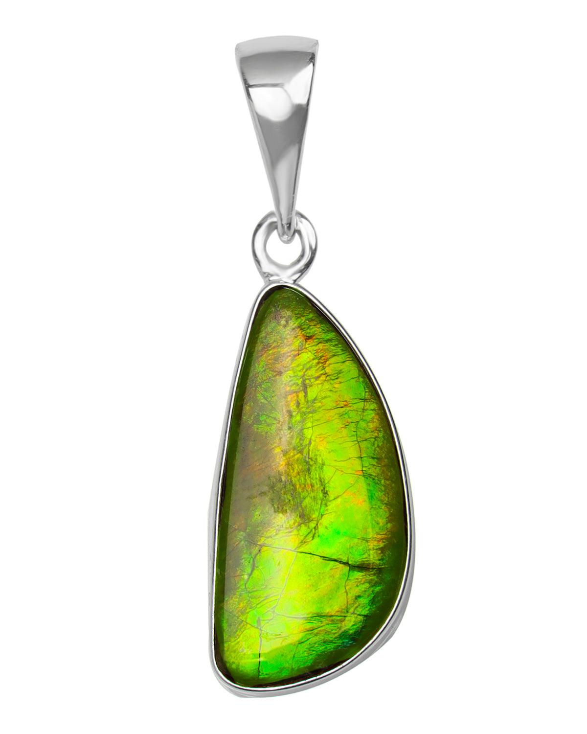 8 Ct. Ammolite 925 Sterling Silver Necklace Pendant Jewelry - YoTreasure