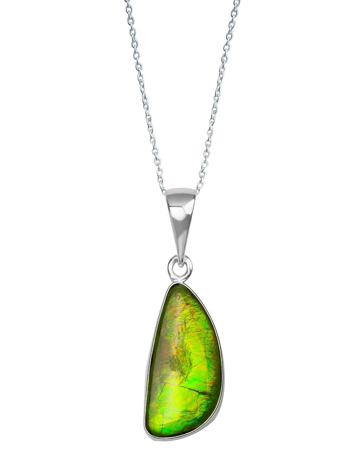8 Ct. Ammolite 925 Sterling Silver Necklace Pendant Jewelry - YoTreasure