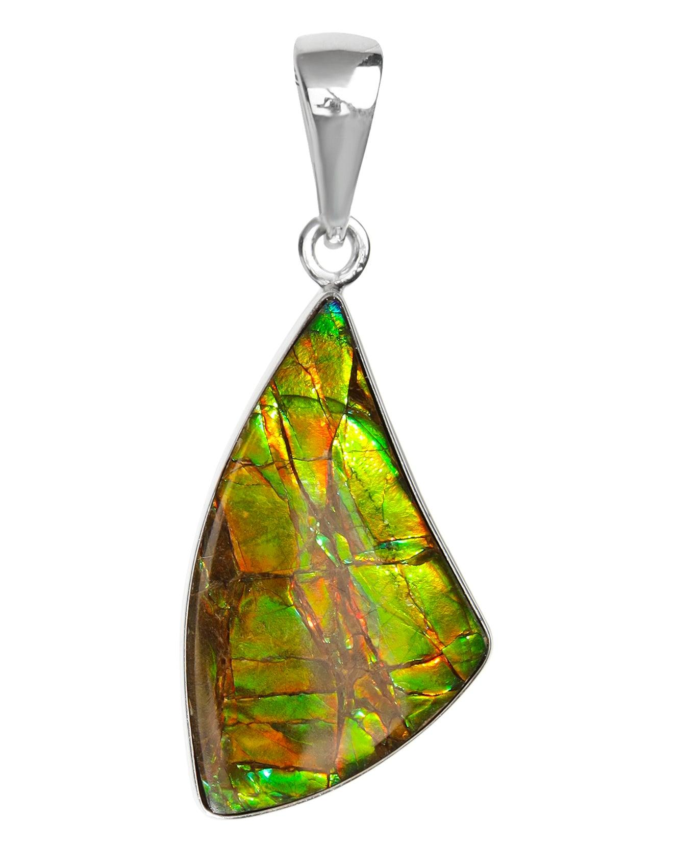 13.90 Ct. Ammolite .925 Sterling Silver Necklace Pendant Jewelry - YoTreasure