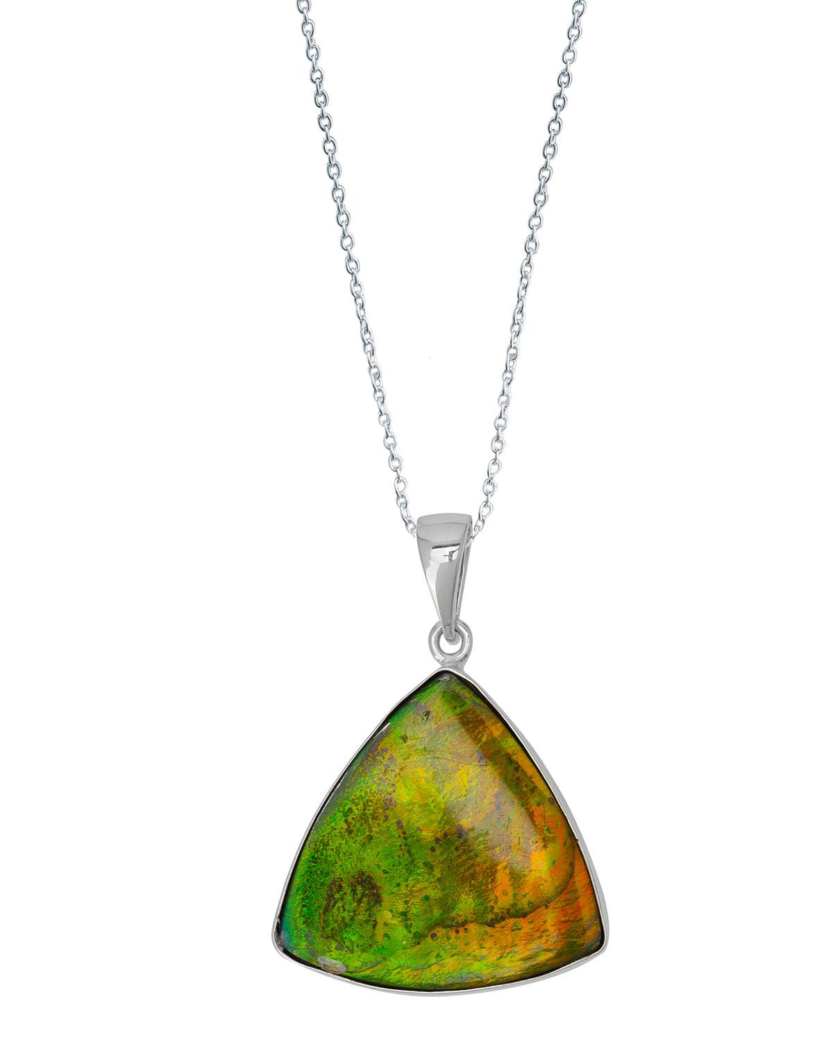 20.60 Ct. Ammolite 925 Sterling Silver Necklace Pendant Jewelry - YoTreasure