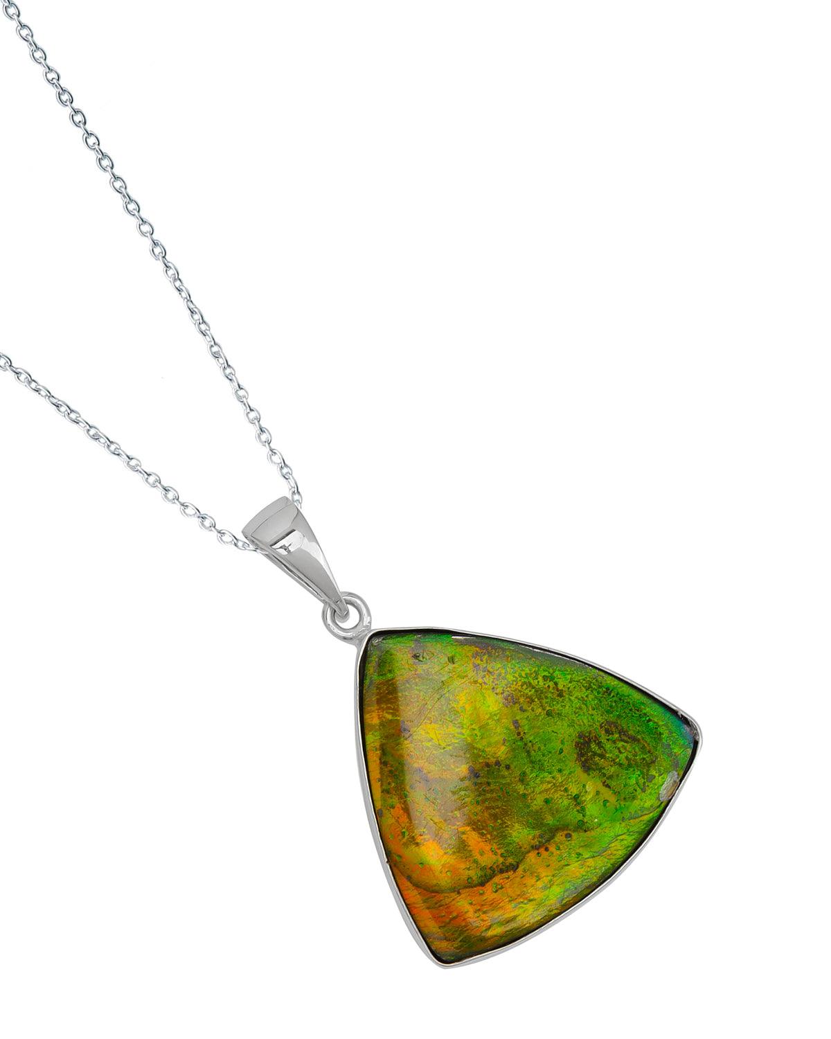 20.60 Ct. Ammolite 925 Sterling Silver Necklace Pendant Jewelry - YoTreasure