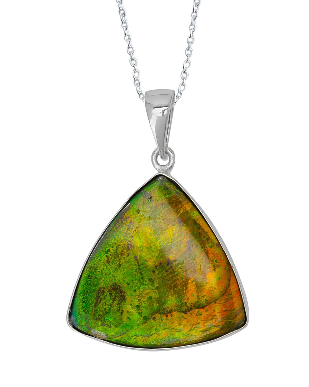 20.60 Ct. Ammolite 925 Sterling Silver Necklace Pendant Jewelry - YoTreasure
