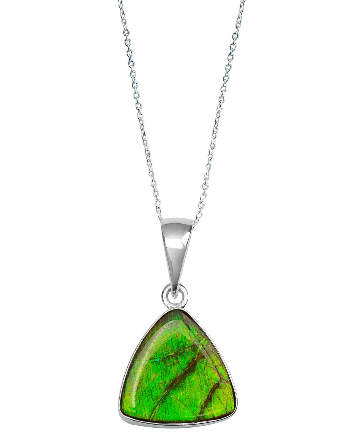 6 Ct. Ammolite 925 Sterling Silver Necklace Pendant Jewelry - YoTreasure