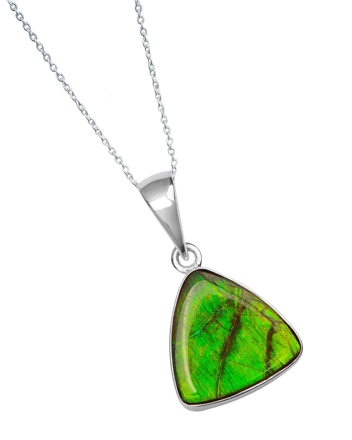 6 Ct. Ammolite 925 Sterling Silver Necklace Pendant Jewelry - YoTreasure