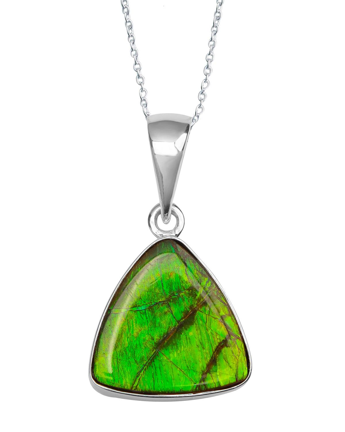 6 Ct. Ammolite 925 Sterling Silver Necklace Pendant Jewelry - YoTreasure