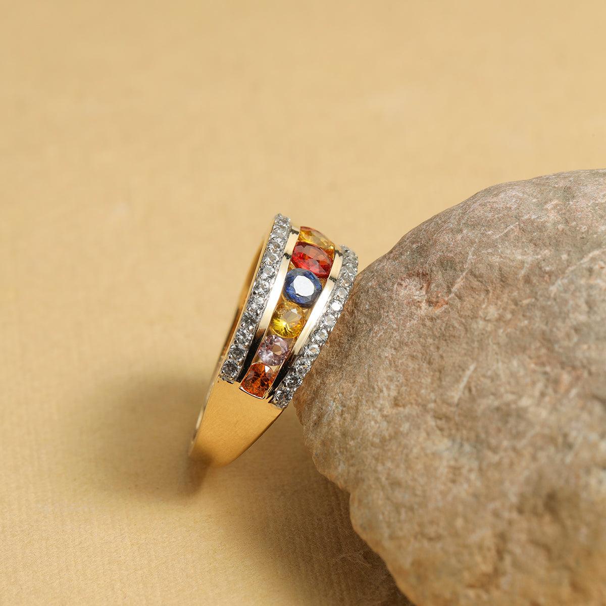 1.60 Ct. Multi Sapphire 14K Yellow Gold Band Ring Jewelry - YoTreasure