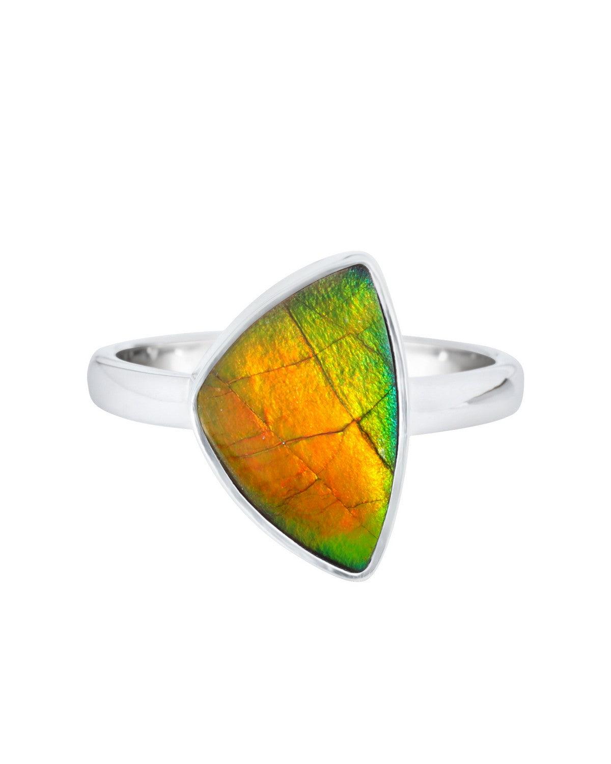 5.05 Ct. Ammolite Ring Solid 925 Sterling Silver Jewelry - YoTreasure