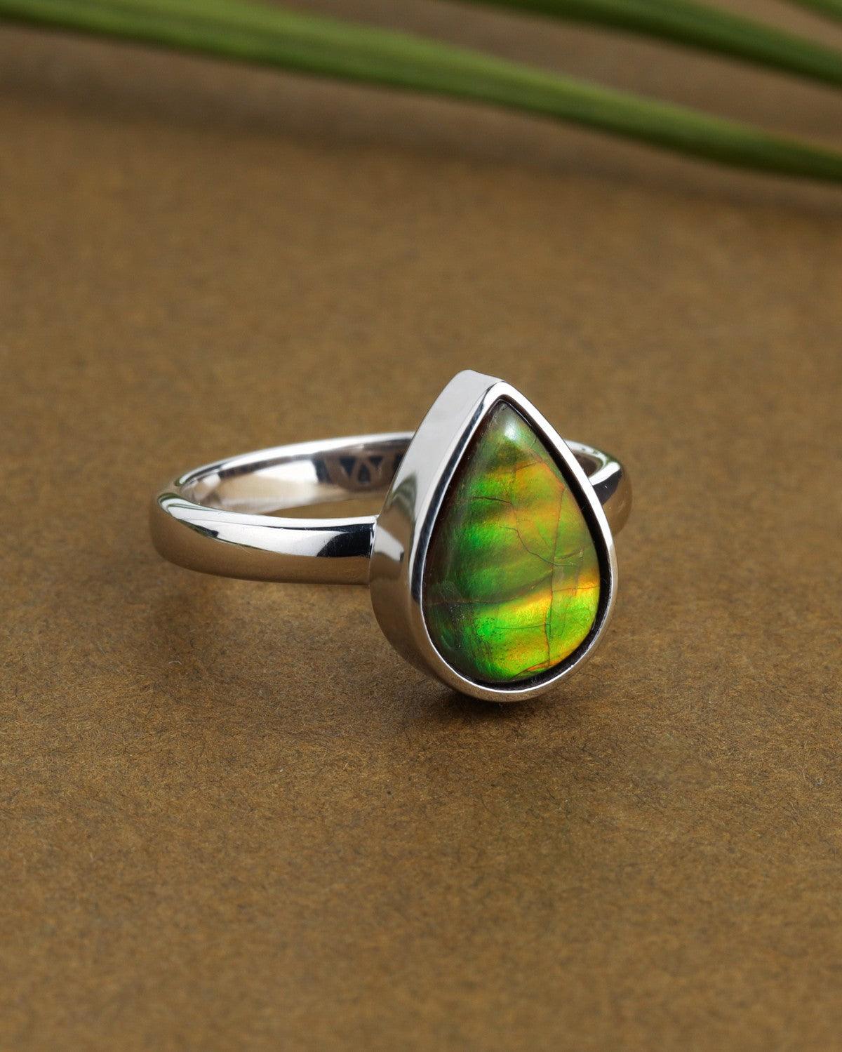 3.50 Ct. Ammolite Solid 925 Sterling Silver Statement Ring - YoTreasure