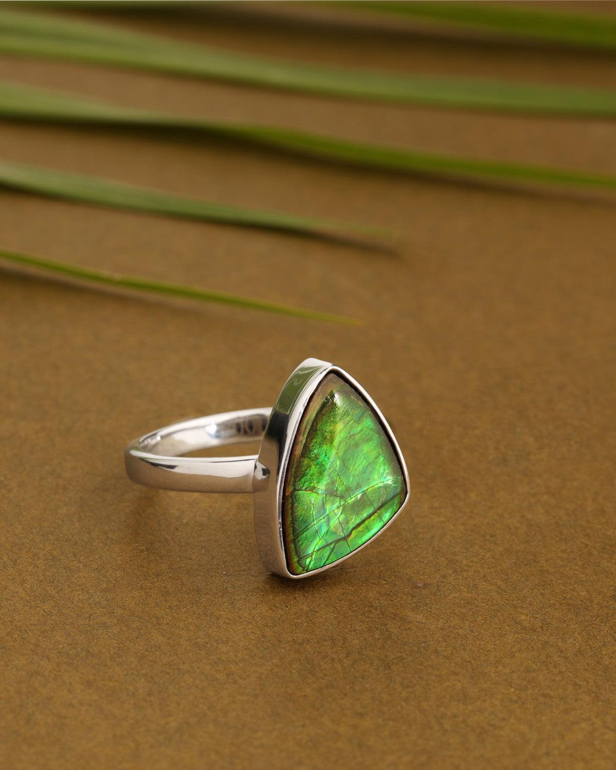 5.90 Ct. Ammoite Ring Solid 925 Sterling Silver Jewlry - YoTreasure