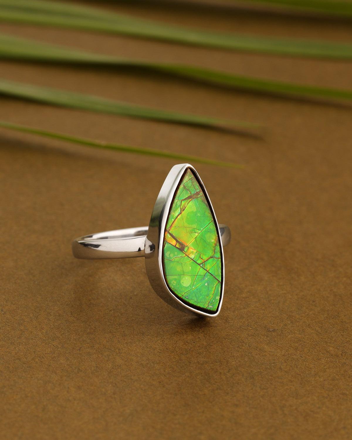 6.6 Ct. Ammoite Ring Solid 925 Sterling Silver Jewlry - YoTreasure