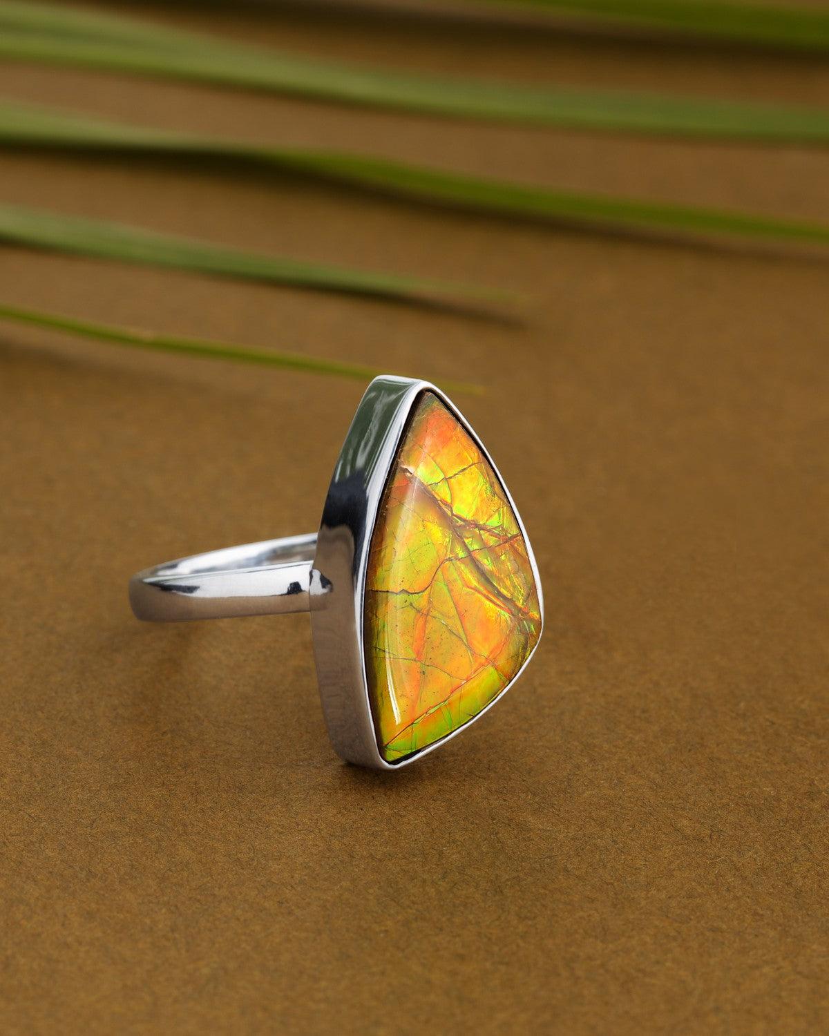 7 Ct. Ammoite Ring Solid 925 Sterling Silver Jewlry - YoTreasure