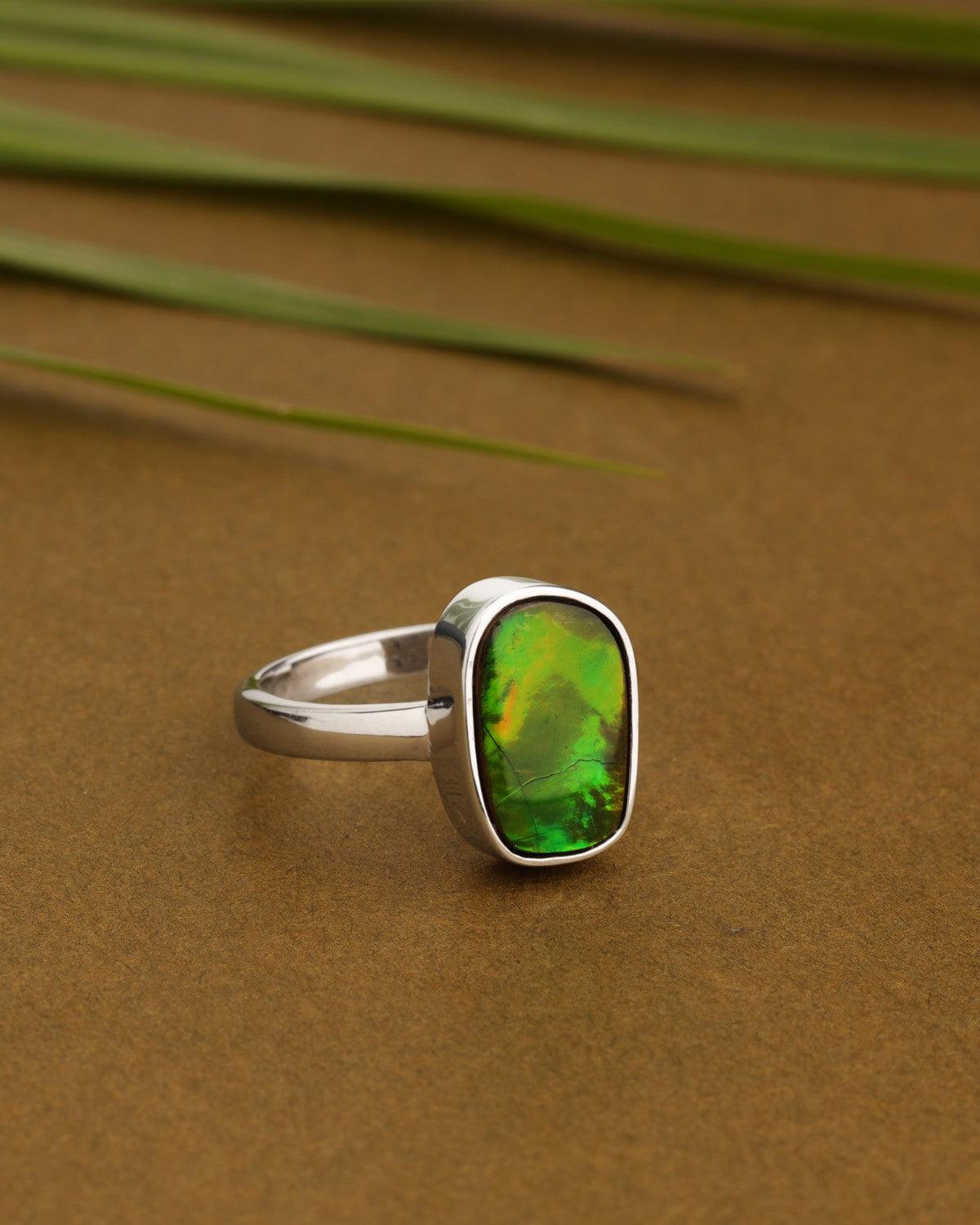 3.55 Ct. Ammoite Ring Solid 925 Sterling Silver Jewlry - YoTreasure