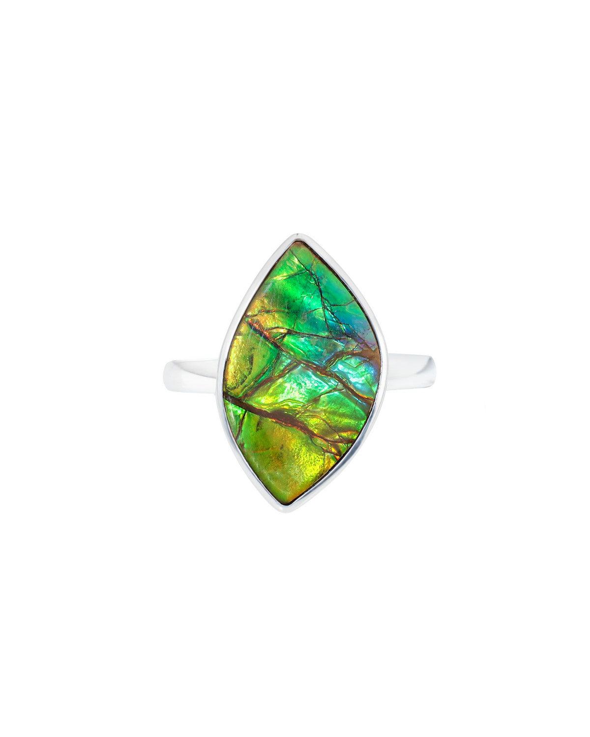 8.55 Ct. Ammoite Ring Solid 925 Sterling Silver Jewlry - YoTreasure