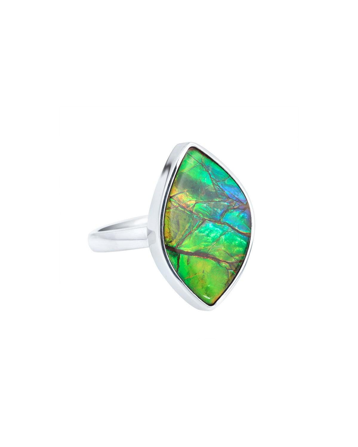 8.55 Ct. Ammoite Ring Solid 925 Sterling Silver Jewlry - YoTreasure