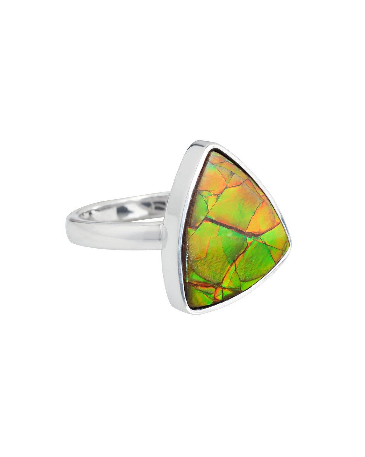 8.60 Ct. Ammolite Solid 925 Sterling Silver Statement Ring - YoTreasure