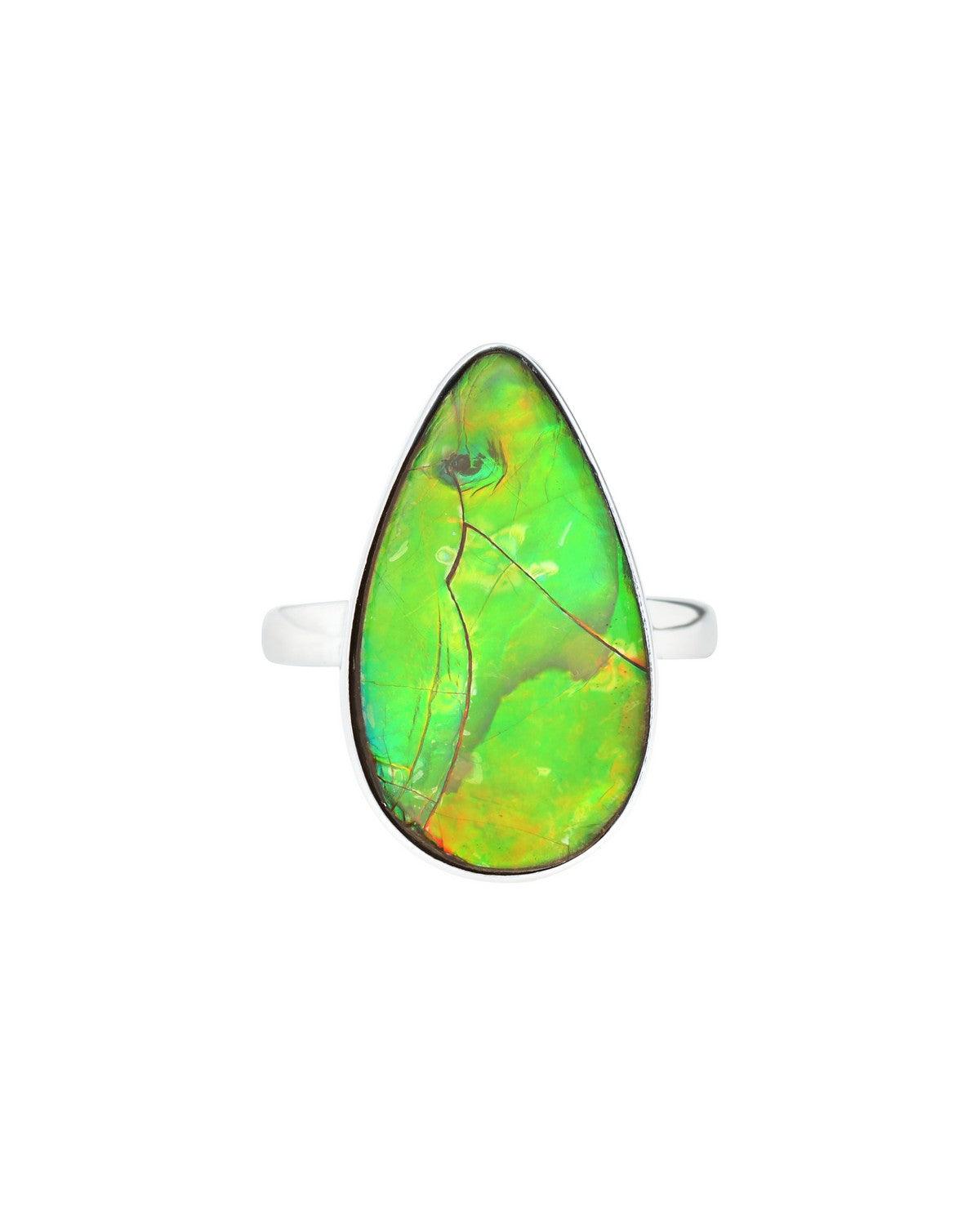 8.95 Ct. Ammoite Ring Solid 925 Sterling Silver Jewlry - YoTreasure