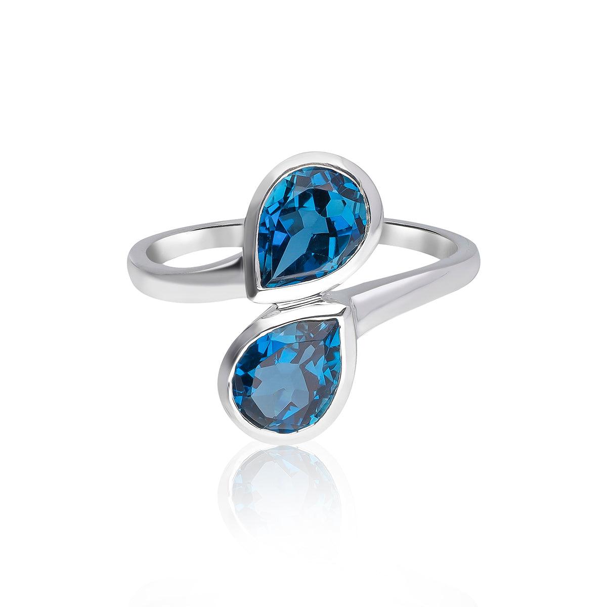 London Blue Topaz Ring Solid 925 Sterling Silver Jewelry
