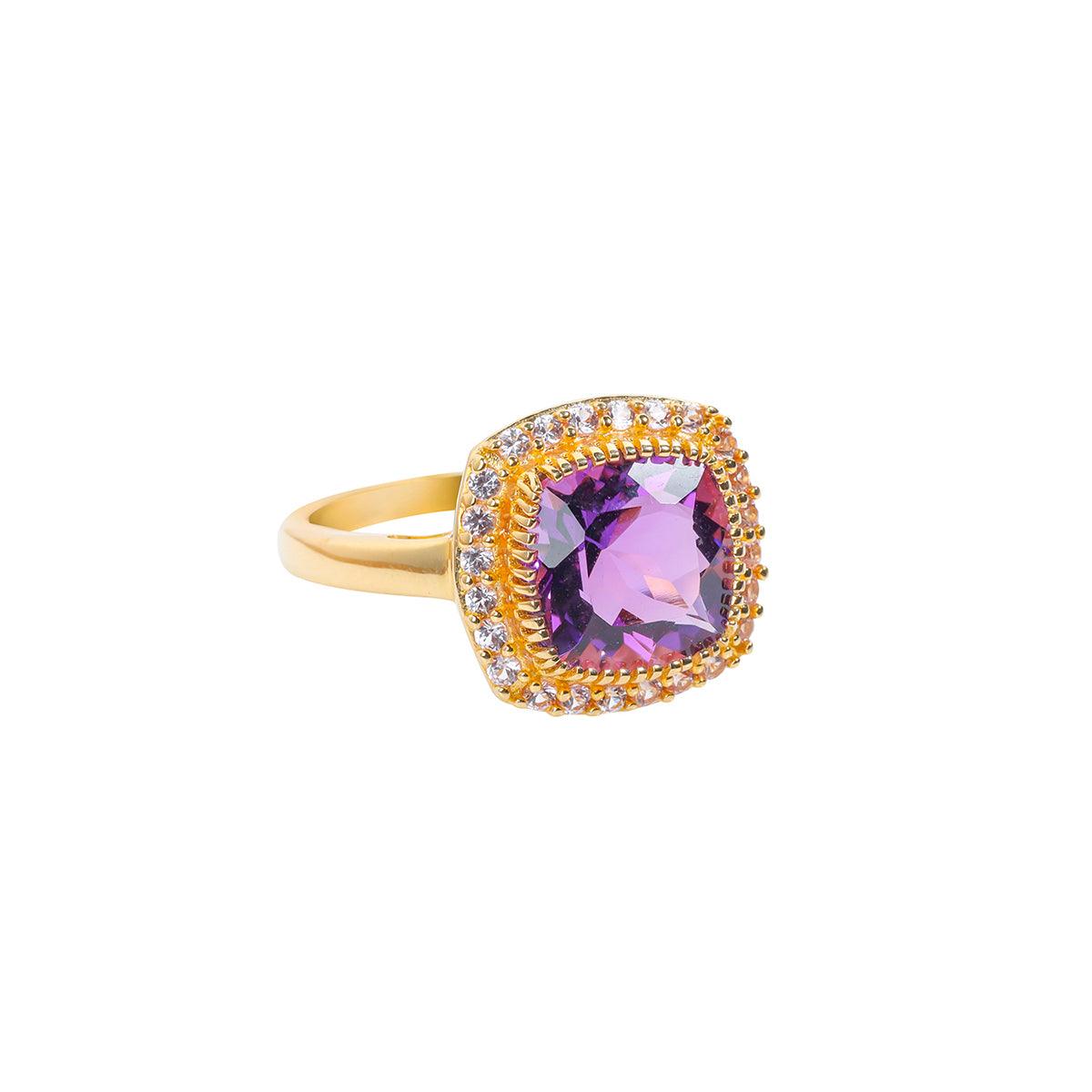 3.50 Ct. Purple Amethyst Pink Sapphire Ring 14K Yellow Gold Gemstone Jewelry - YoTreasure