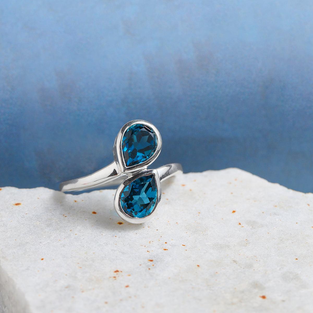2.47 Ct. London Blue Topaz Ring Solid 925 Sterling Silver Jewelry - YoTreasure