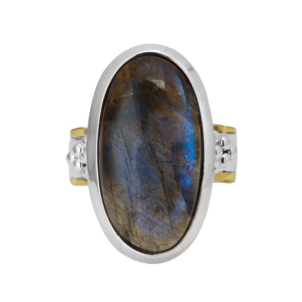 Labradorite Solid 925 Sterling Silver Brass Ring Jewelry - YoTreasure