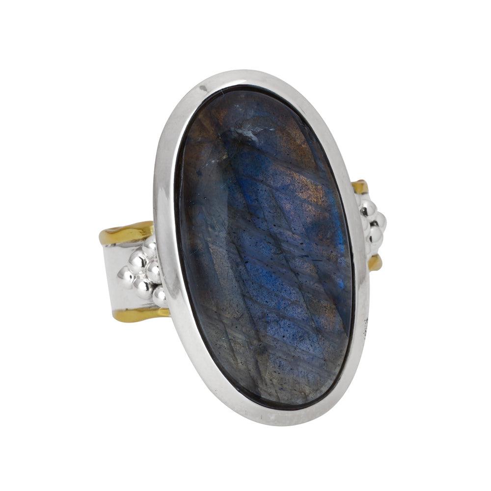 Labradorite Solid 925 Sterling Silver Brass Ring Jewelry - YoTreasure