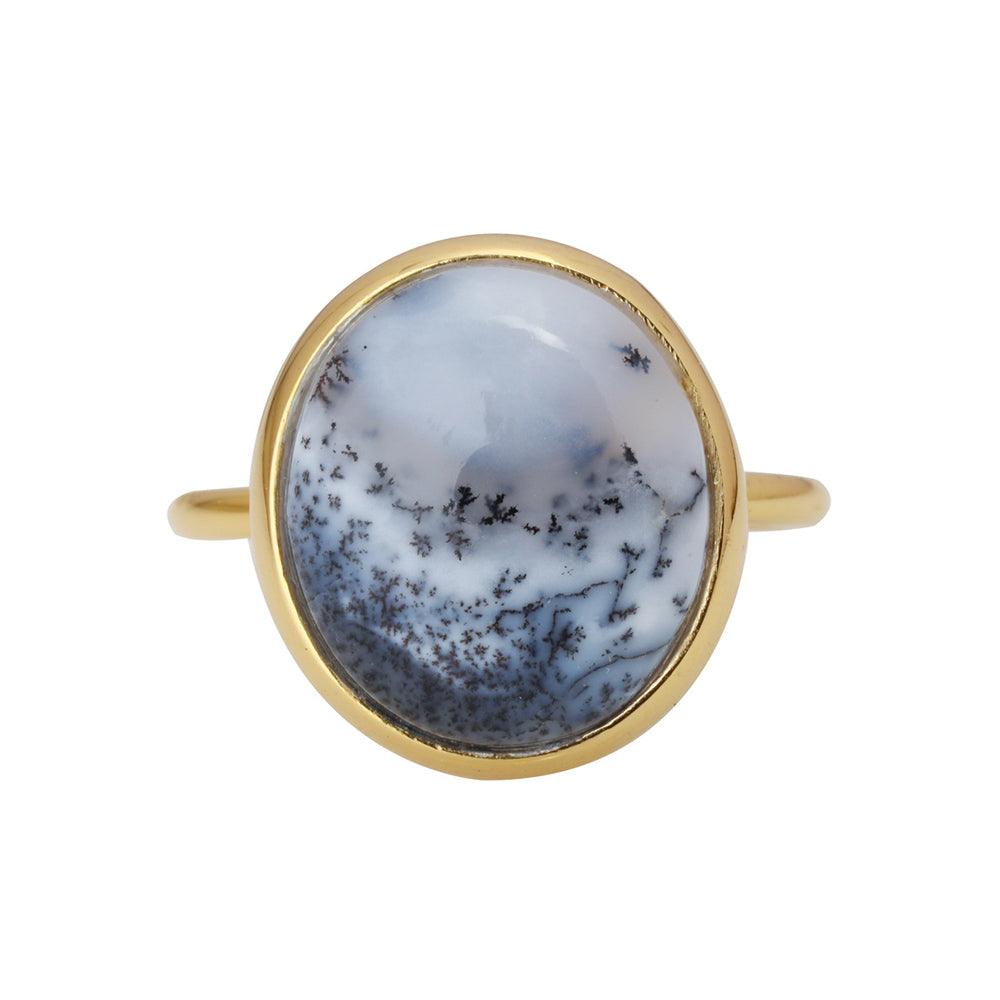 Dendritic Agate 14K Gold Plated Over 925 Silver Ring - YoTreasure