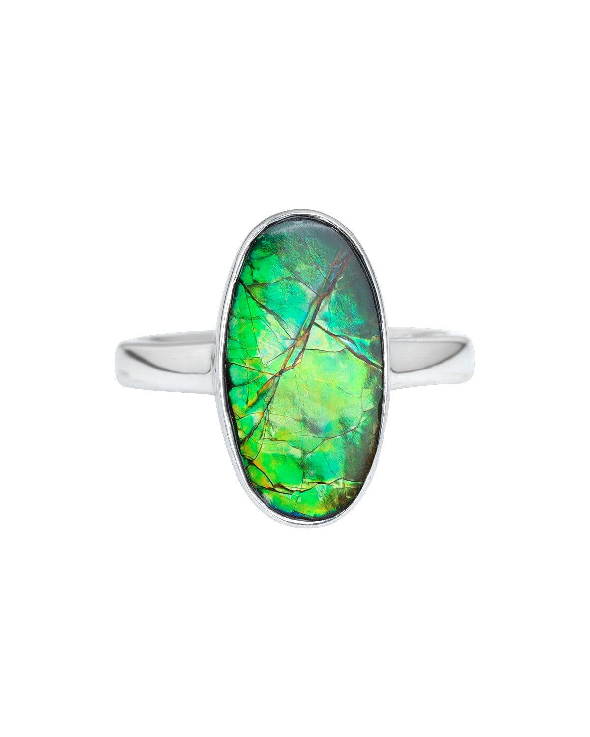 5.20 Ct. Ammolite Solid 925 Sterling Silver Statement Ring - YoTreasure