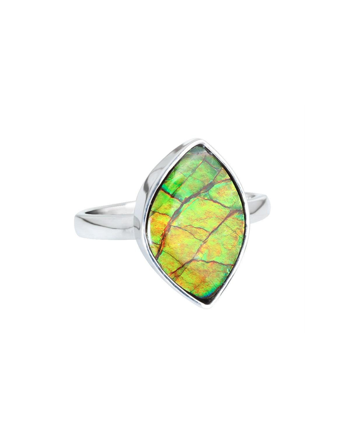 6 Ct. Ammolite Ring 925 Sterling Silver Gemstone Jewelry - YoTreasure