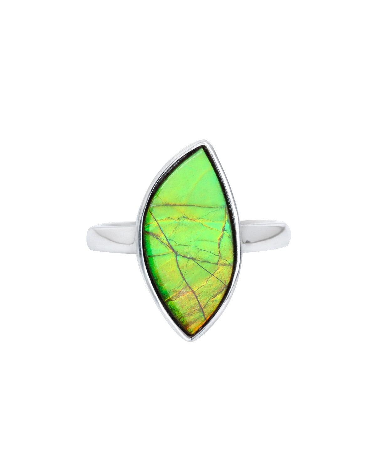 7.1 Ct. Ammolite Ring Solid 925 Sterling Silver Gemstone Jewelry - YoTreasure