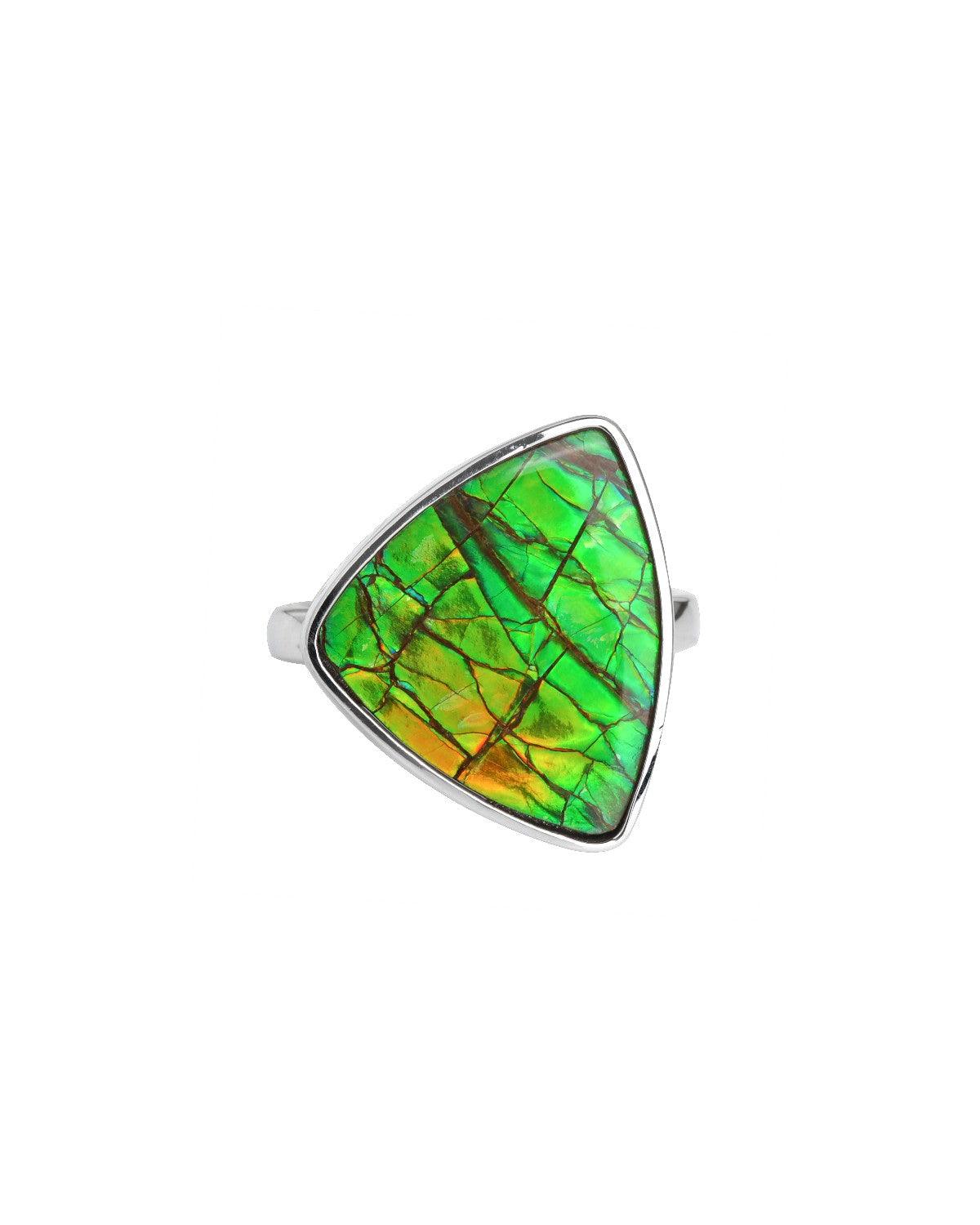 11.3 Ct. Ammolite Solid 925 Sterling Silver Ring - YoTreasure