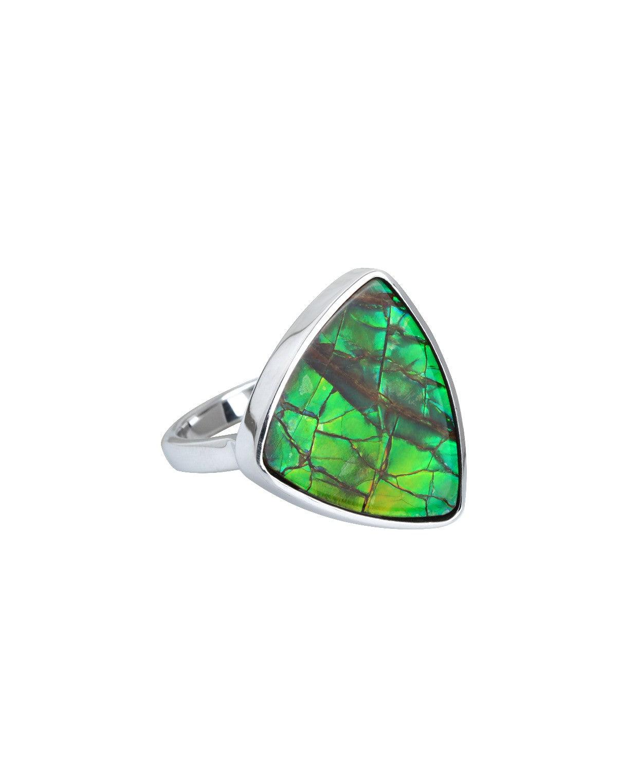 11.3 Ct. Ammolite Solid 925 Sterling Silver Ring - YoTreasure