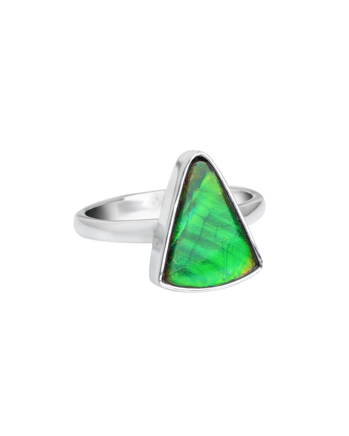 4.5 Ct. Ammolite Solid 925 Sterling Silver Ring - YoTreasure