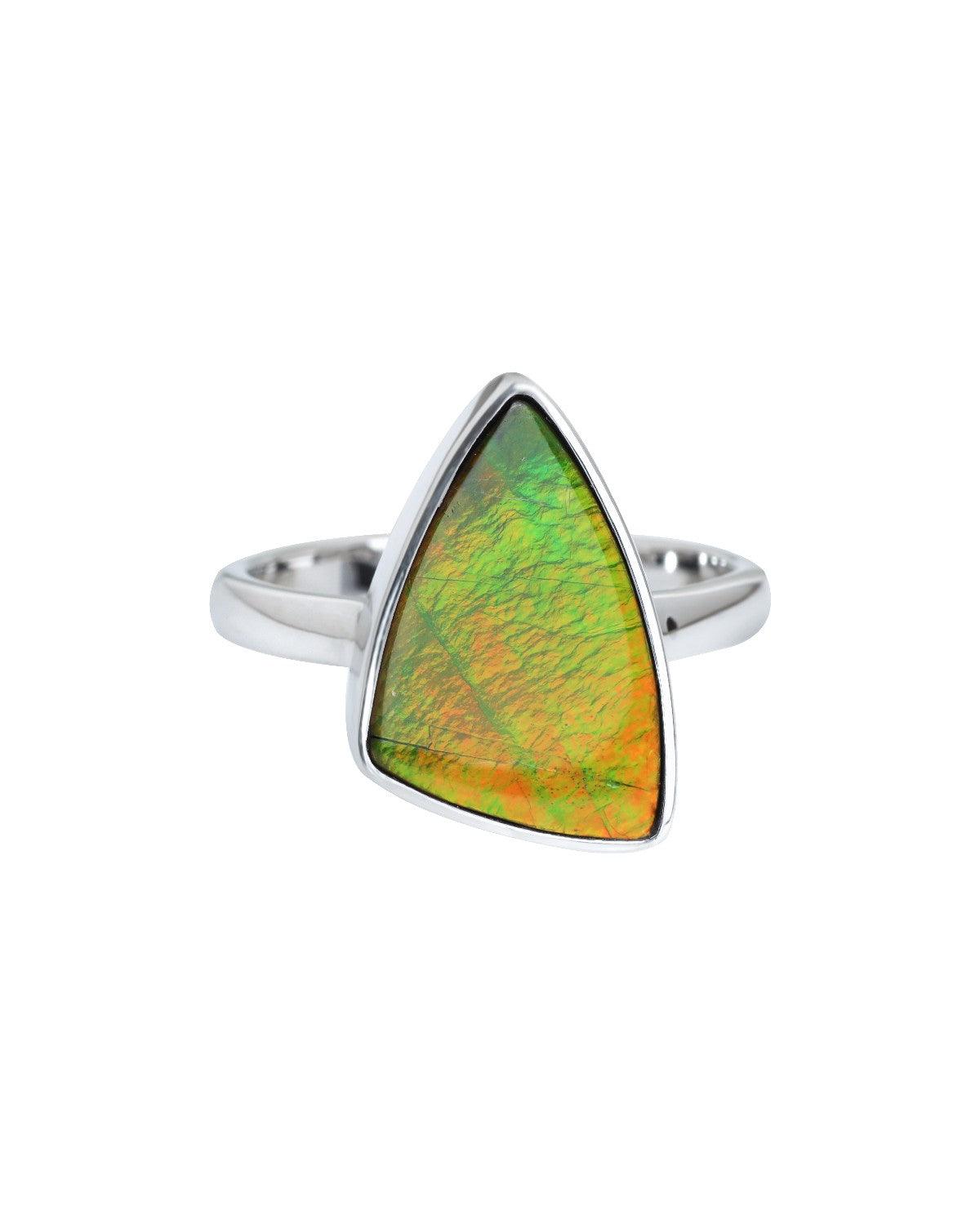 7.55 Ct. Ammolite Solid 925 Sterling Silver Ring - YoTreasure